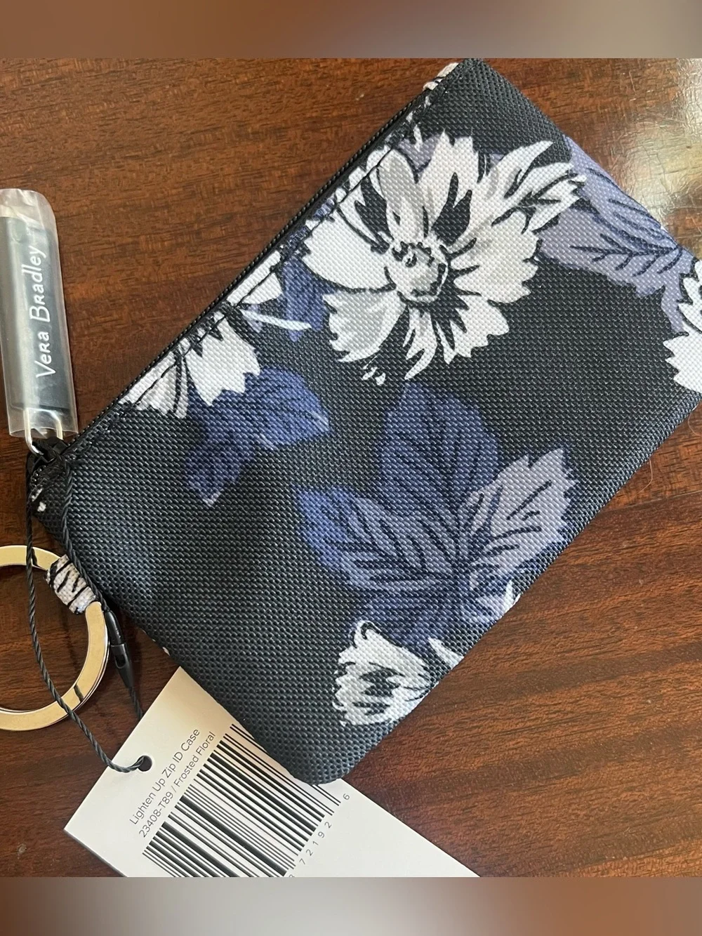 Vera Bradley new lighten up zip ID case keychain wallet frosted floral